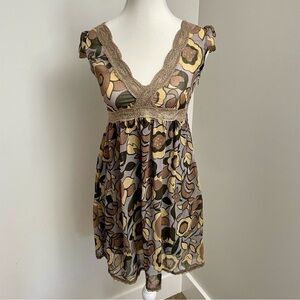 Vintage Y2K Costa Blanca Babydoll Lace Trim Dress Size Extra Small